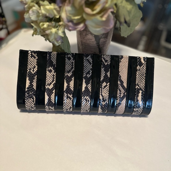 Giuseppe Zanotti Clutch Handbag Purse Black Crocodile Texture Authentic Rare - Picture 6 of 9